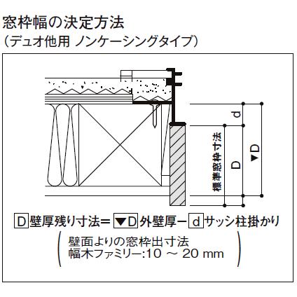 窓枠 ノンケーシングタイプ アングルなし 標準窓枠寸法116mm タテ部材