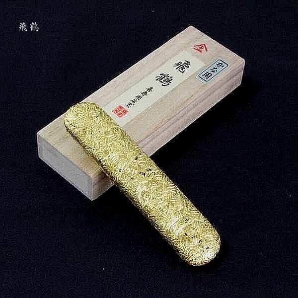 喜壽園製 仮名用墨 青墨『飛鶴 金巻き』2丁型｜書道 書道用品 奈良墨　定価￥11000