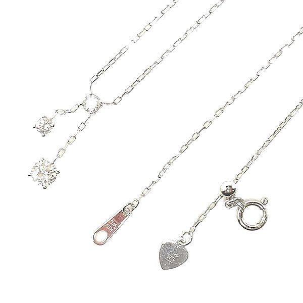 ダイヤモンドネックレス K18WGホワイトゴールド 3石トータル0.420  