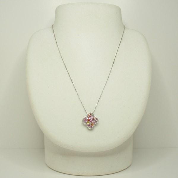 ★レア物 新品未開封 カラーサファイアネックレス K18WGホワイトゴールド トータル1.050カラット フラワーネックレス お花ペンダント 9月誕生石 【2060141803】(73089円)