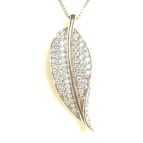 ダイヤモンドネックレス K18PGピンクゴールド トータル0.500カラット リーフネックレス 葉ペンダント シンプル ダイヤネックレス