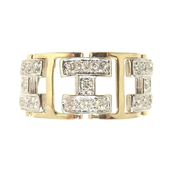 ダイヤモンドリング K18YG/K18WG イエローゴールド/ホワイトゴールド トータル0.500カラット 幅広リング 指輪 チェーンリング ダイヤリング 4月誕生石