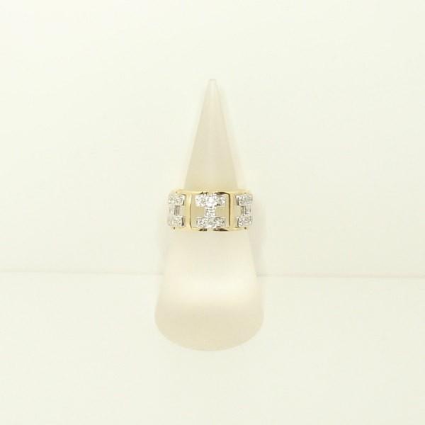 ダイヤモンドリング K18YG/K18WG イエローゴールド/ホワイトゴールド トータル0.500カラット 幅広リング 指輪 チェーンリング ダイヤリング 4月誕生石 