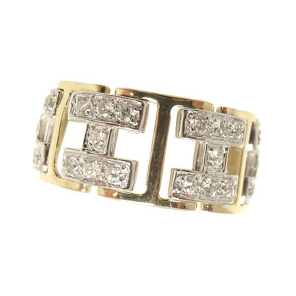 ダイヤモンドリング K18YG/K18WG イエローゴールド/ホワイトゴールド トータル0.500カラット 幅広リング 指輪 チェーンリング ダイヤリング 4月誕生石 