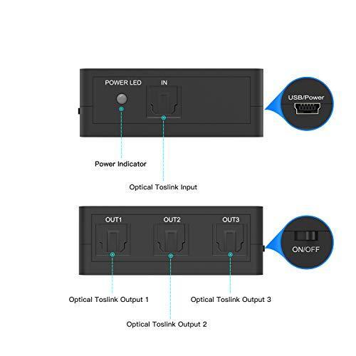 Portta SPDIF/TosLink 光デジタル 分配器 1入力3出力 光ケーブル 分配器 オーディオ分配器 toslink 分配 光ファイバー|jyun-store|02
