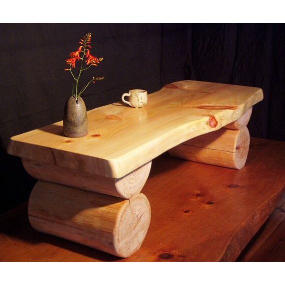 幅１２０cm、ヒノキ一枚板丸太足のテーブル-ＳＴＥ002-120