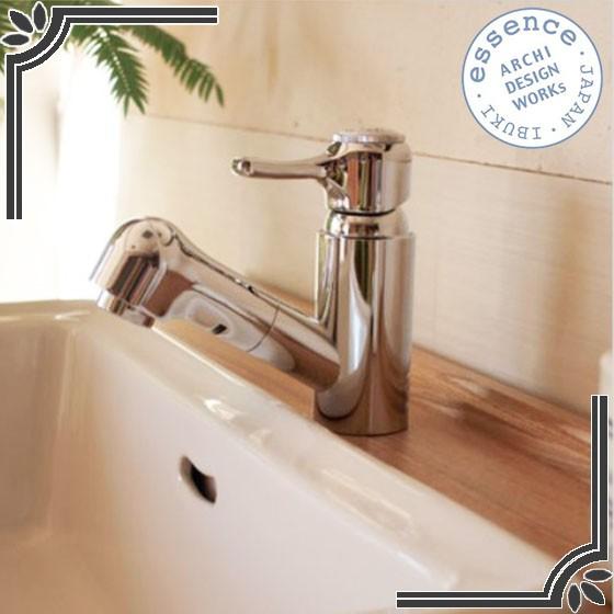 【Essence】シングルレバー混合栓，クロムE414010　おしゃれ　レトロ 楽天市場】引き出し式 蛇口 水栓 エッセンス シングルレバー 洗面所用