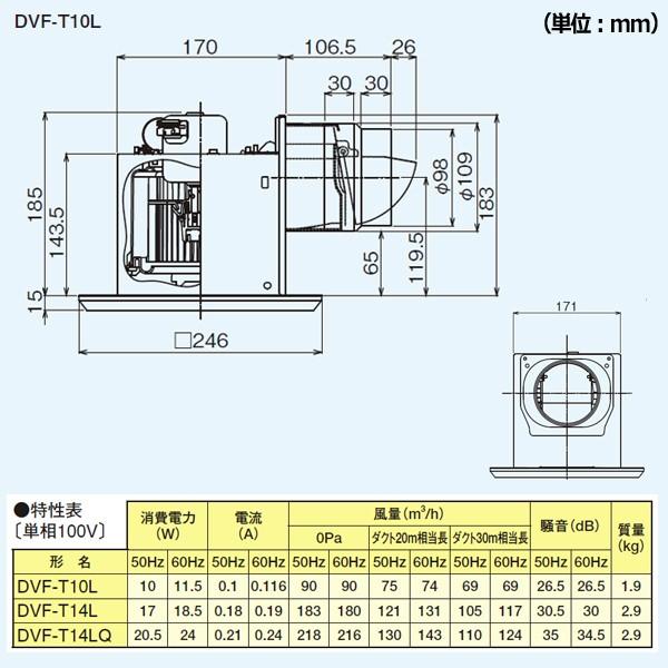DVP-T10L 東芝 換気扇 ダクト用換気扇 低騒音形 サニタリー用 充て 2  