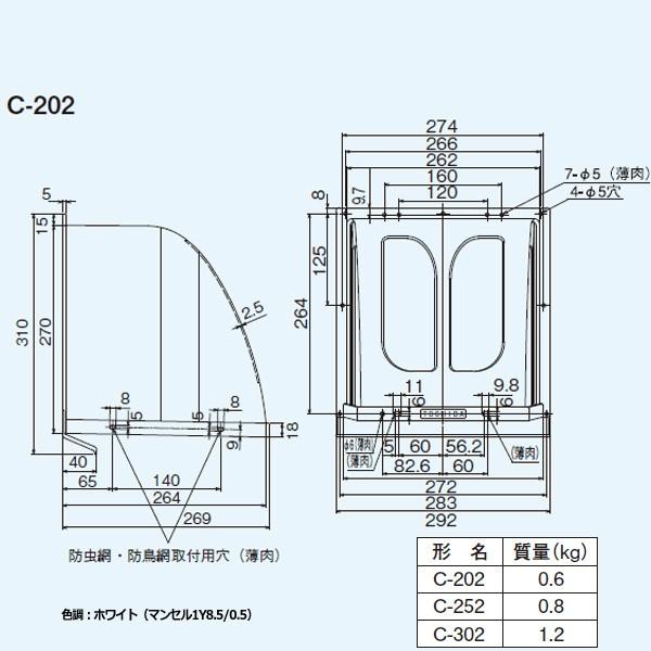 TOSHIBA（東芝） 【C-202】東芝 一般換気扇 別売部品 ウェザーカバー