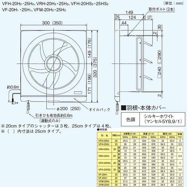 ☆東芝 TOSHIBA VF-25H1 一般型換気扇(風圧式・排気) 25cm羽根タイプ◆スタンダードタイプ TOSHIBA（東芝） 【VF-25H1】東芝 一般換気扇 スタンダードタイプ 風圧