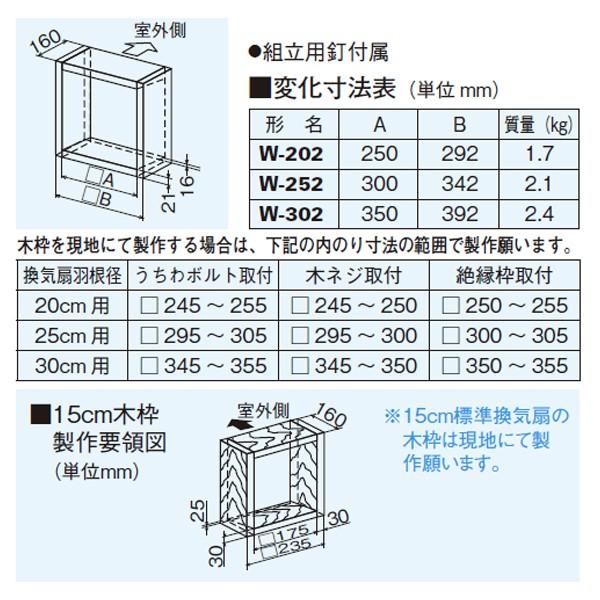 三菱（MITSUBISHI） 【W-302】 標準換気扇 システム部材 木枠 : 住宅 