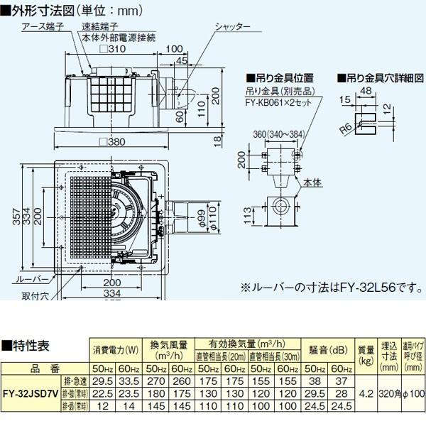 パナソニック　天井埋込形換気扇　ルーバーセットタイプ