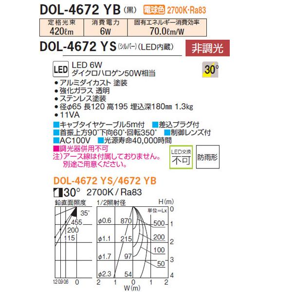 【DOL-4672YB】 DAIKO アウトドア コンパクトスポットライト 電球色 非調光 大光電機｜jyusetsu-komatsuya｜02