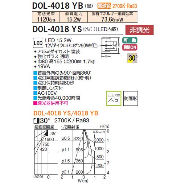 大光電機 【DOL-4018YB】 DAIKO アウトドア コンパクトスポットライト