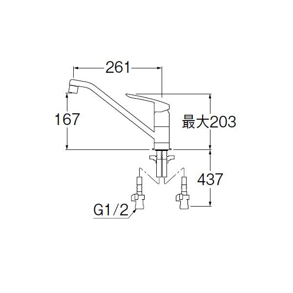 三栄　混合栓　ワンホール　シングルレバー　SANEI