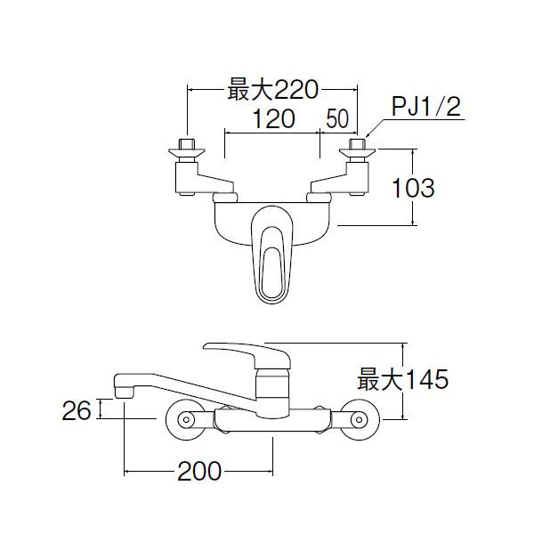 三栄　混合栓　ボックスパッケージ　※寒冷地用　SANEI　シングルレバー