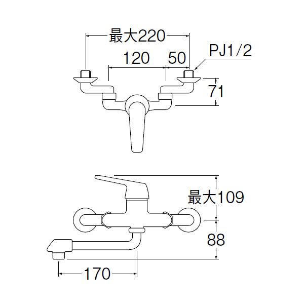 三栄　混合栓　ボックスパッケージ　シングルレバー　SANEI