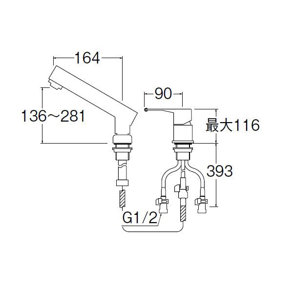 【K37510JVZ-13】三栄 混合栓 シングルレバースプレー 洗髪用 SANEI_1