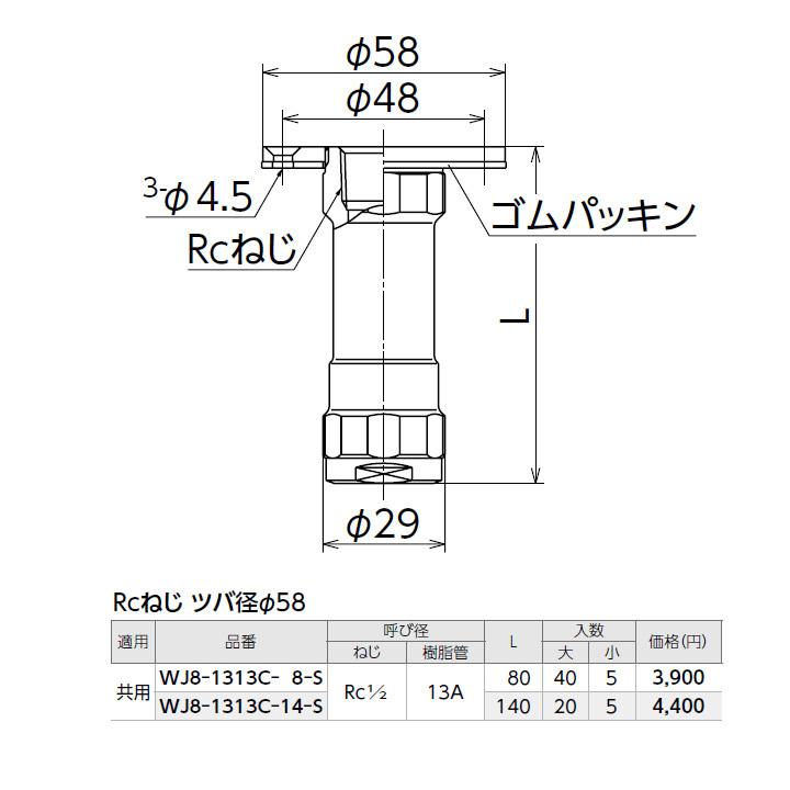 最安 オンダ製作所ダブルロックジョイント WJ8型 Rcねじ ツバ径φ58