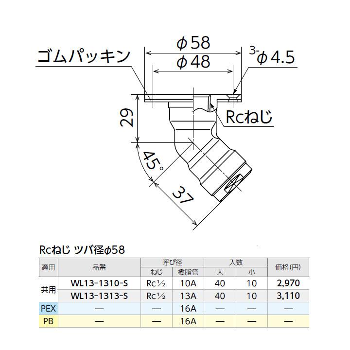 WL13-1313-S】オンダ製作所 ダブルロックジョイント WL13型 床立 WL13-1313-S】オンダ製作所 ダブルロックジョイント WL13型 床立