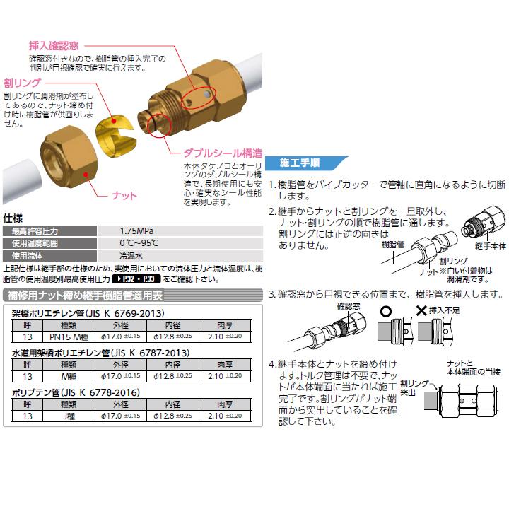 オンダ製作所　リフォーム用部材　補修用ナット締め継手　ROMJ3型　ソケット　小ロット(10台)　ONDA
