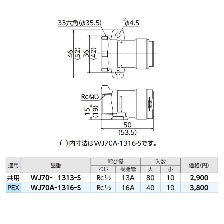 オンダ製作所 【WJ70A-1316-S】オンダ製作所 リフォーム用部材 配管 