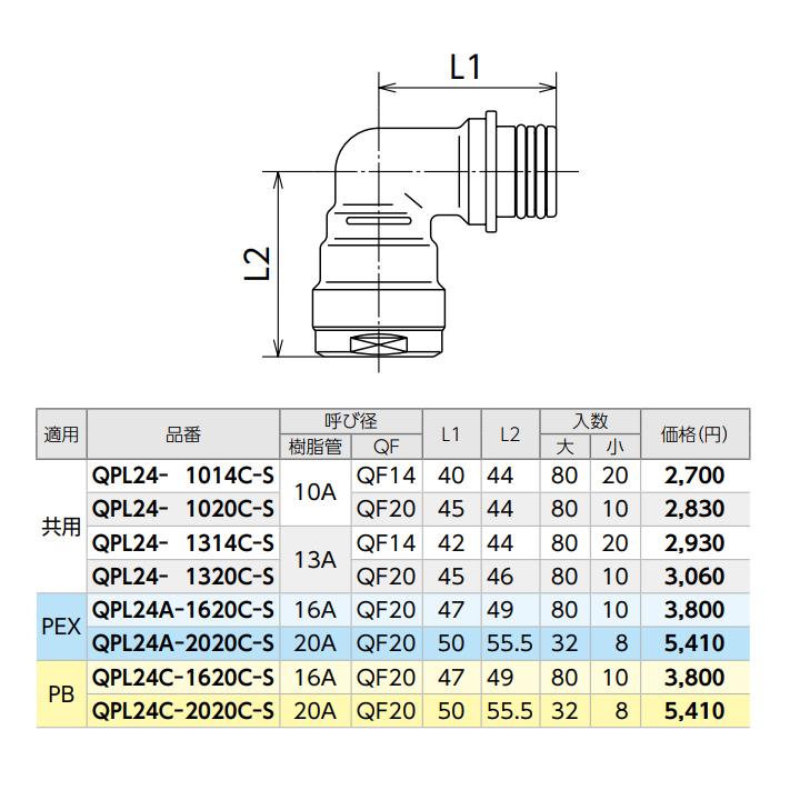 【QPL24-1014C-S】オンダ製作所 各種配管システム クイックジョイント QPL24型 ダブルロックエルボ 小ロット(20台) ONDA_1