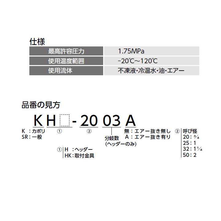 【KH-2504A】オンダ製作所 各種配管システム 暖房用部材 KH型 ヘッダー Rcねじ エアー抜き有り L240 大ロット(10台