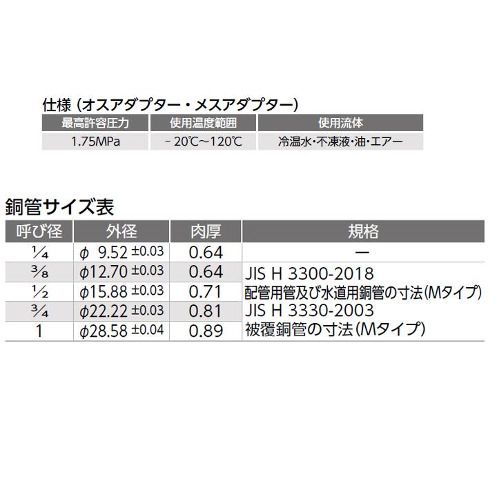 オンダ製作所　銅管用継手　オスアダプター　L29.5　小ロット(100台)　ONDA