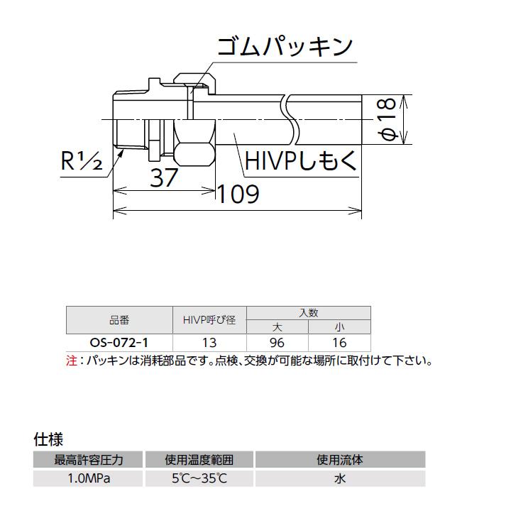 オンダ製作所　金属管継手　鉄管用KBニップル　HIVPしもく付　大ロット(96台)　ONDA　呼び径(R×Rc)13