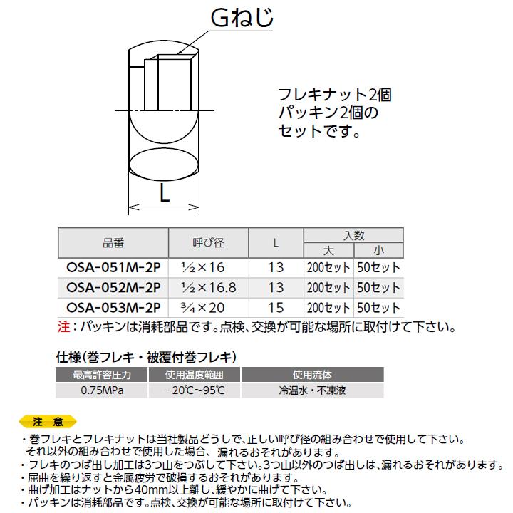 オンダ製作所　金属管継手　フレキナット　ノンアスベストパッキン付　2×16.8　呼び径1　大ロット(200セット)　L13　ONDA