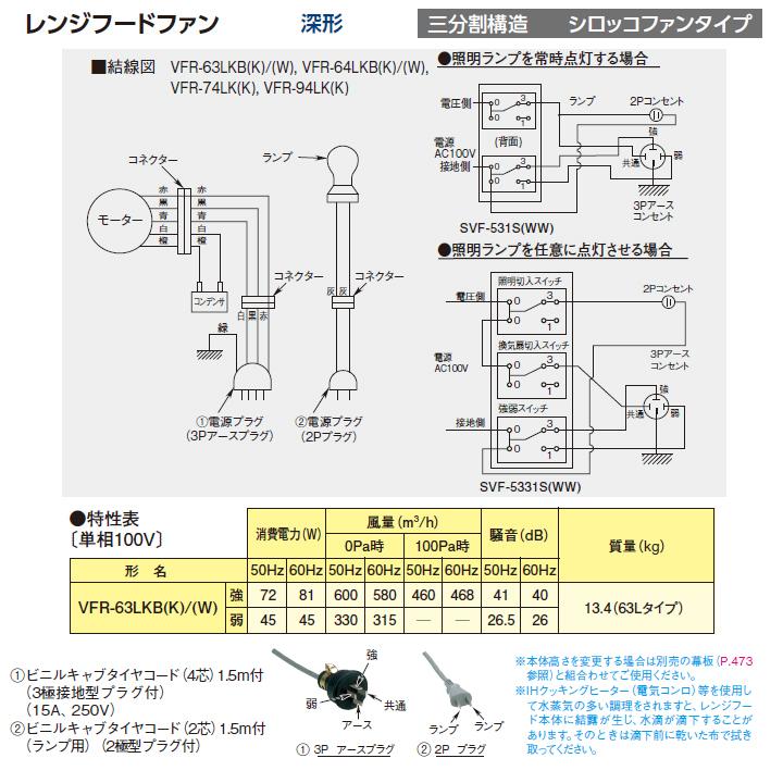 TOSHIBA（東芝） 【VFR-63LKB(W)】東芝 換気扇 レンジフードファン 深