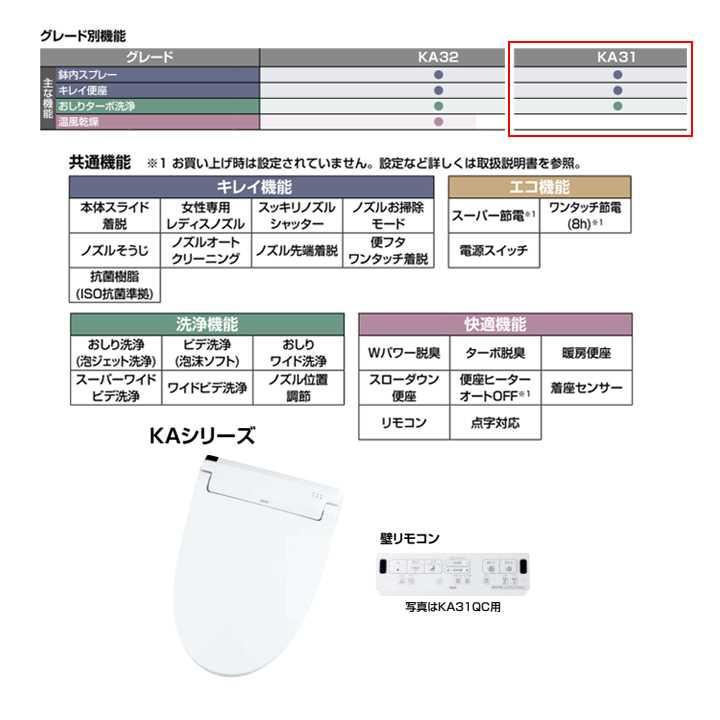 リクシル　シャワートイレ　KAシリーズ　手動ハンドル式　BW1(ピュアホワイト)　LIXIL