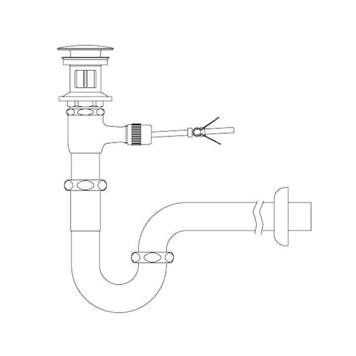 リクシル 洗面器・手洗器用セット金具 ポップアップ式排水金具(呼び径32mm) 壁排水Pトラップ(排水口カバー付) LIXIL