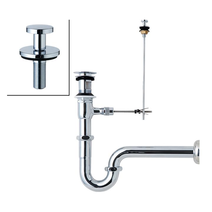 リクシル 洗面器・手洗器用セット金具 ポップアップ式排水金具(呼び径32mm) 壁排水Pトラップ(排水口カバー付) LIXIL