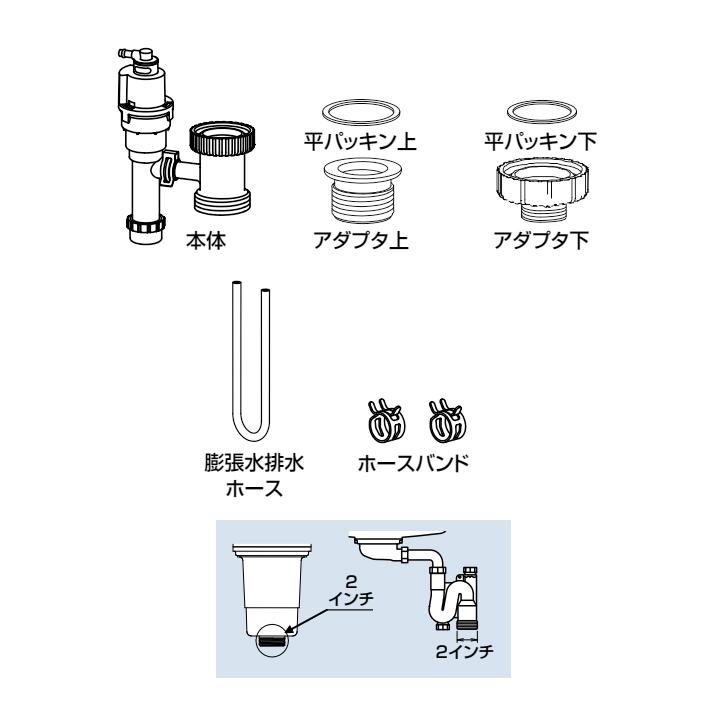 EFH-6MK】リクシル 排水器具 キッチン用 (1.5インチ・2インチ排水管