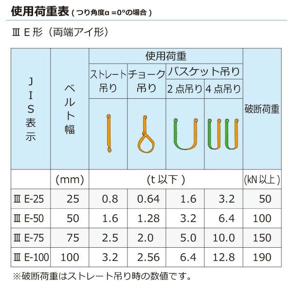 純正超高品質 東レインターナショナル　ナイロンスリング N3E 両端アイ形 2.5ton 幅75mm 長さ5.5m　【品番：N3E 75×5.5】