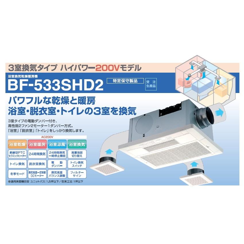 高須産業　24時間換気システム対応　浴室換気乾燥暖房機（3室換気タイプ・ハイパワー200Vモデル）