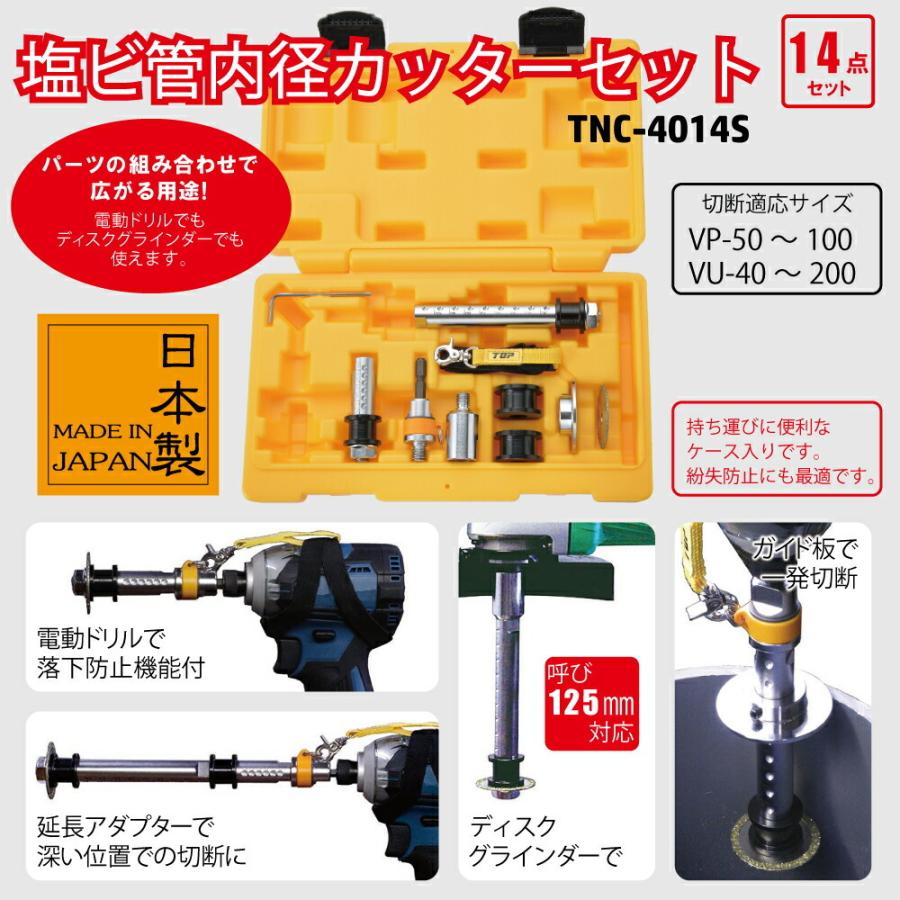 トップ工業 電動ドリル用塩ビ管用内径カッターセット 【品番：TNC 