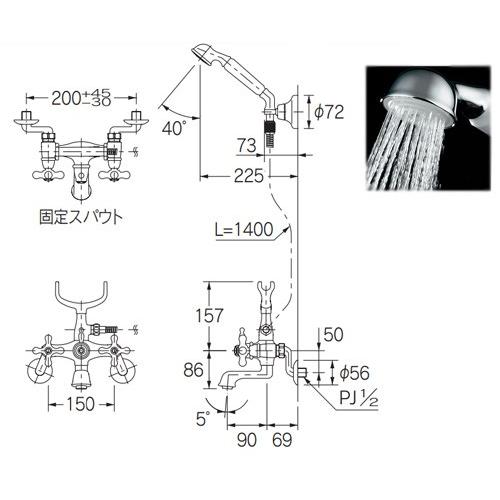 カクダイ　浴室用蛇口　ANTIRA　133-507-G