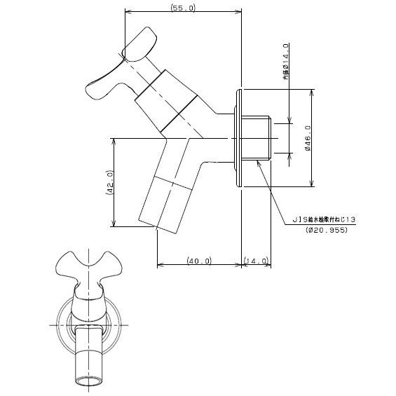 カクダイ 701-212-13 一般用蛇口[壁][単水栓][ガーデン用水栓