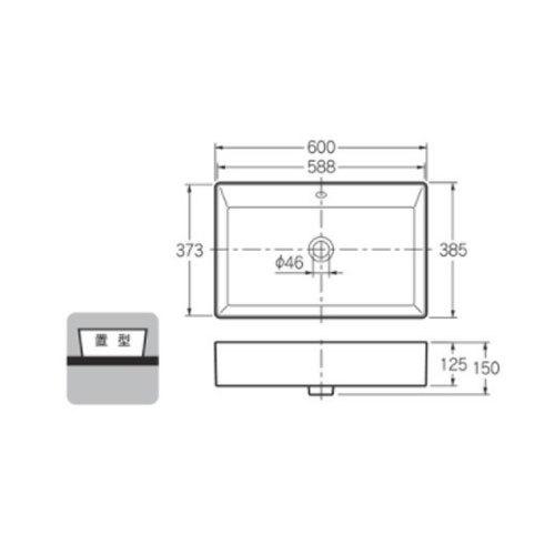 カクダイ #CL-K1100AC 洗面器単品[Claytan][ベッセル式][角形