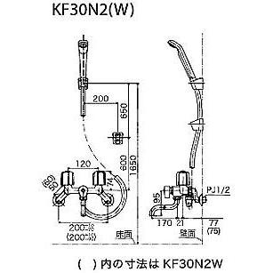 KVK KF30N2 浴室用蛇口[壁][浴槽・洗い場兼用][2ハンドル
