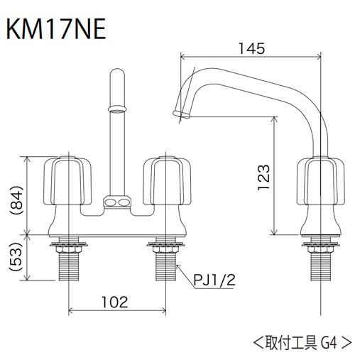 KVK KM17NE キッチン用蛇口[台][2ハンドル混合水栓][流し台用][湯水芯102mm]｜jyusetu｜02