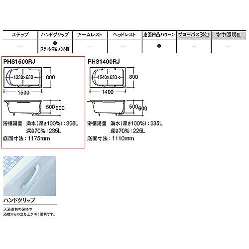 TOTO　浴槽　ラフィア　PHS1500R　LJ