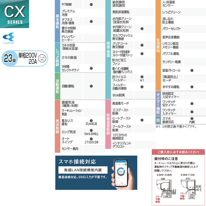 ダイキン S716ATCP-W ルームエアコン[CXシリーズ][200V][23畳][7.1kW