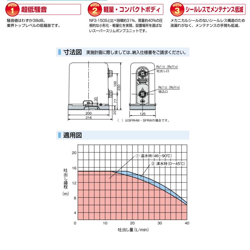 川本ポンプ SFRW150S 給湯給水補助加圧装置 ベビースイート[単独運転