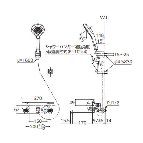 TOTO TOTO TBV03455J 浴室用蛇口 GGシリーズ[壁][浴槽・洗い場兼用