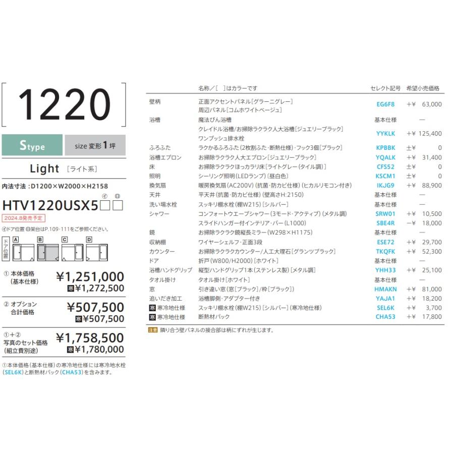 サザナ TOTO システムバス sazana 1220 戸建用 Sタイプ