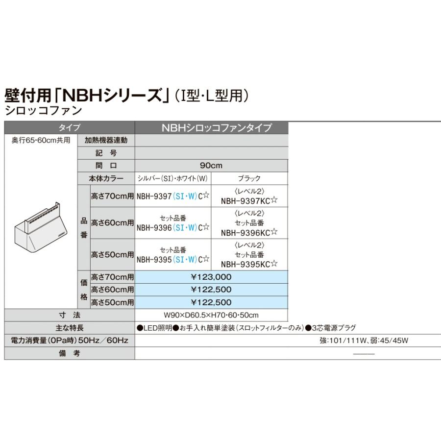 LIXIL（リクシル） レンジフード NBHシリーズ NBH9397KC シロッコ